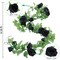 2 Pack Black Artificial Rose Garland – 6.5FT Fake Flower Vine Hanging Roses for Wedding Arch, Wall Decor, Table Centerpiece, Fireplace, Stair Railing, Indoor & Outdoor Party Decorations